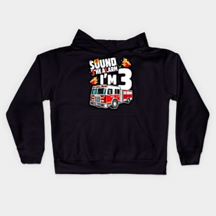 Kids Fire Truck 3Rd Birthday Boy Firefighter 3 Year Old Kids Hoodie